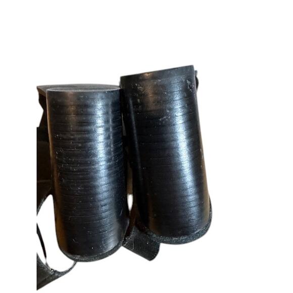 Saks Fifth Ave Black Leather Caged Lace up Block Chunky Heel Pumps Women Sz 7.5 - Picture 9 of 11